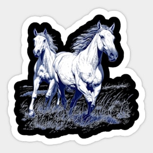 Beautiful Wild Horses Rider And Wild Horse Sticker